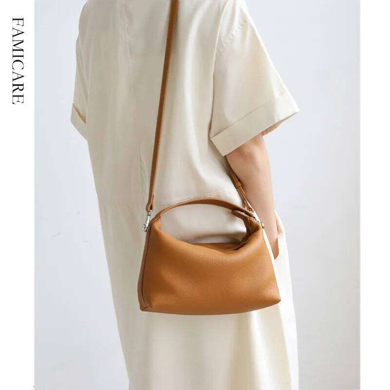 2024 New Women's Female Soft Genuine Leather Handbag Lady Fashion Daily Casual Shoulder Bag Girls Crossbody Messenger