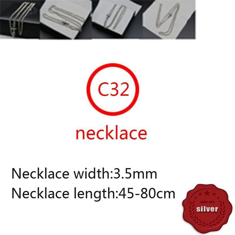 C32 S925 Sterling Silver Necklace Personalized Fashion Punk Hip Hop Style Creative Versatile Retro Cross Flower Letter Circle Chain Shape