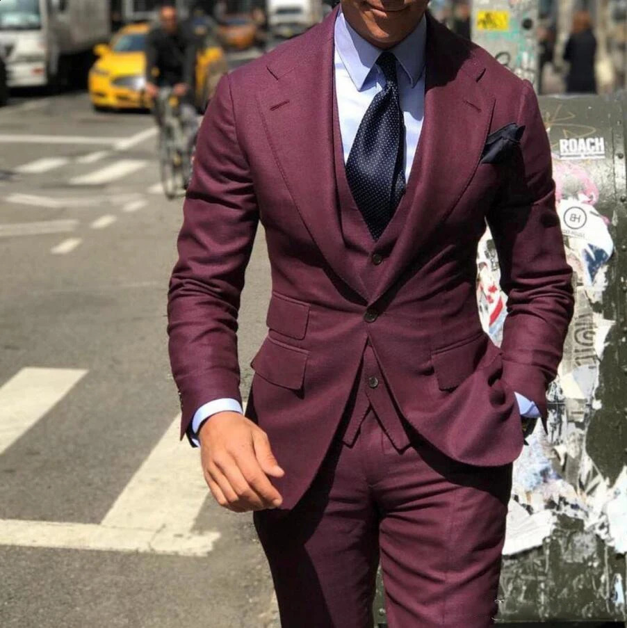Classy Wedding Tuxedos Suits Slim Fit Bridegroom For Men 3 Pieces Groomsmen Suit Male Formal Business JacketVestPants 250828