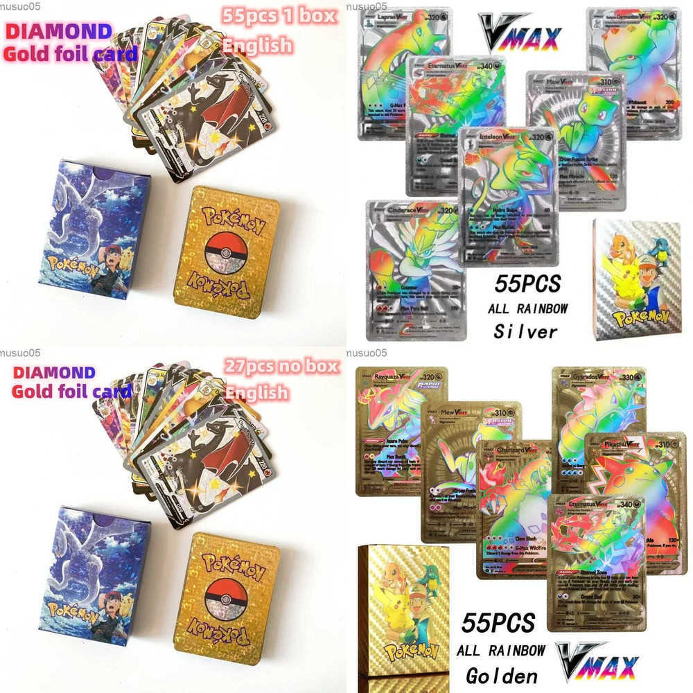 NEW 2755PCS Colorful Gold Card Arceus Silver Rainbow English German V VMAX Card L250827F4GT