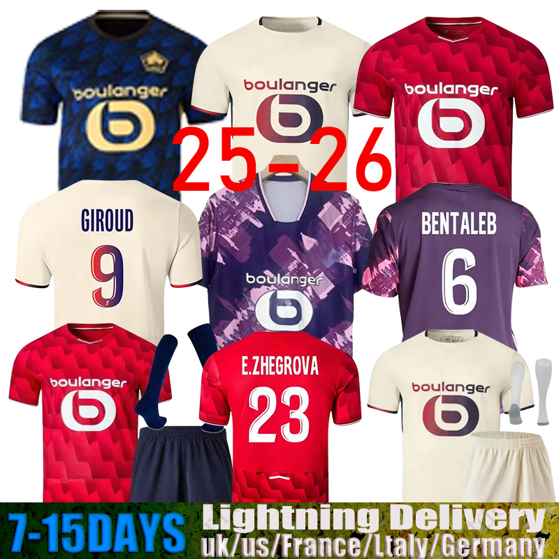25 26 Maillot Lille Soccer Jerseys 25 26 LOSC Fourth Football Jersey Shirt Kit Home Away Third HARALDSSON Men Kids Kit GIROUD J DAVID ZHEGROVA ANGEL YAZICI