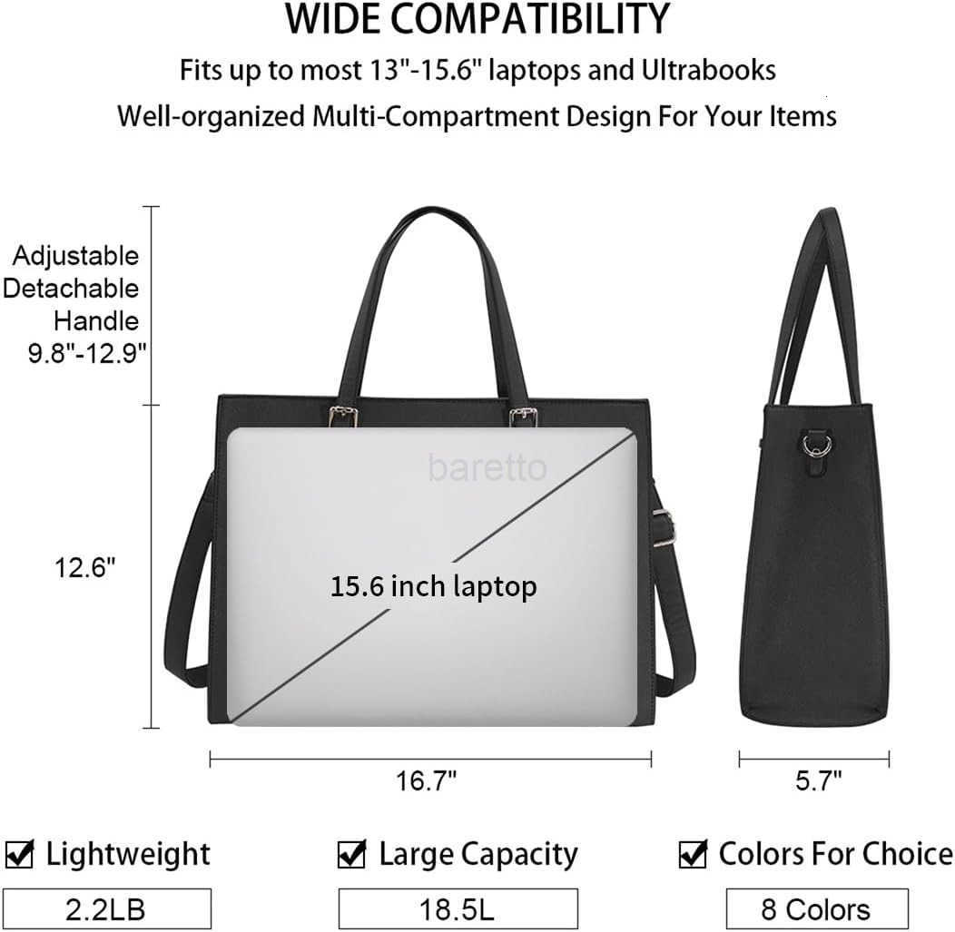 for Women Waterproof Lightweight Leather 156 Inch Computer Tote Bag Business Office Briefcase Large Capacity Handbag Shoulder Bag Professional Office 