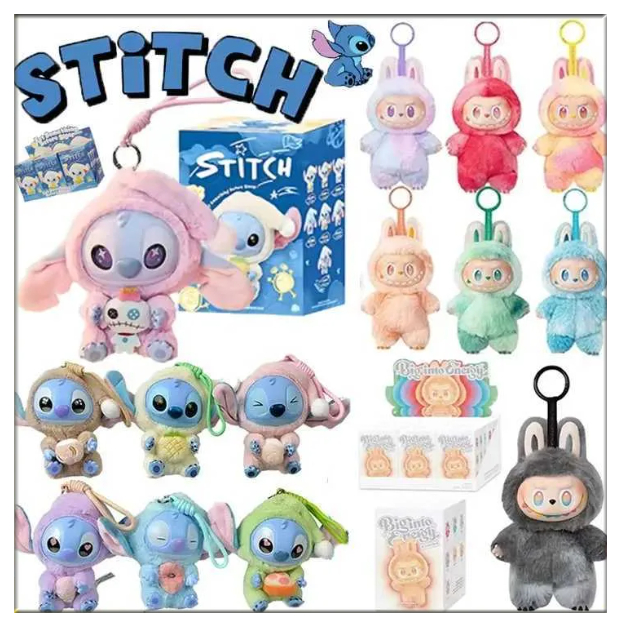 STITCH LABUBU Blind box toy Gifts Collectible Enamel Figurine PVC Sitting Doll Macaron Color Party Favors Adorable Desk Decorsoccer 2526