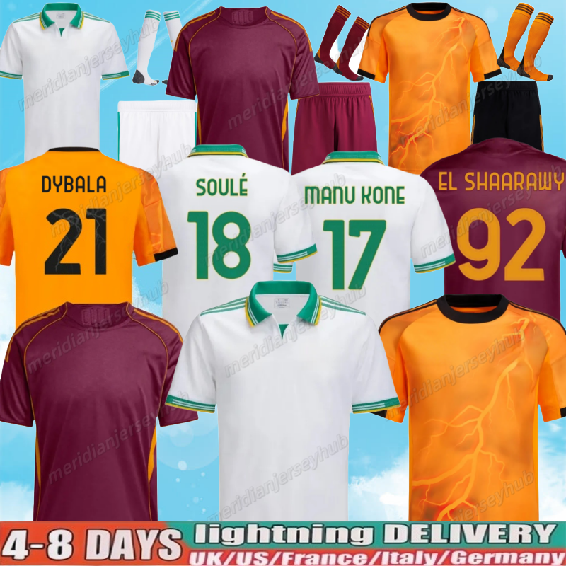 25 26 Maglia Roma Third Soccer Jerseys 2025 2026 PELLEGRINI home Away Pellegrini KONE CRISTANTE Dovbyk DYBALA Football Jersey Shirts Kit Players fans Men Kids