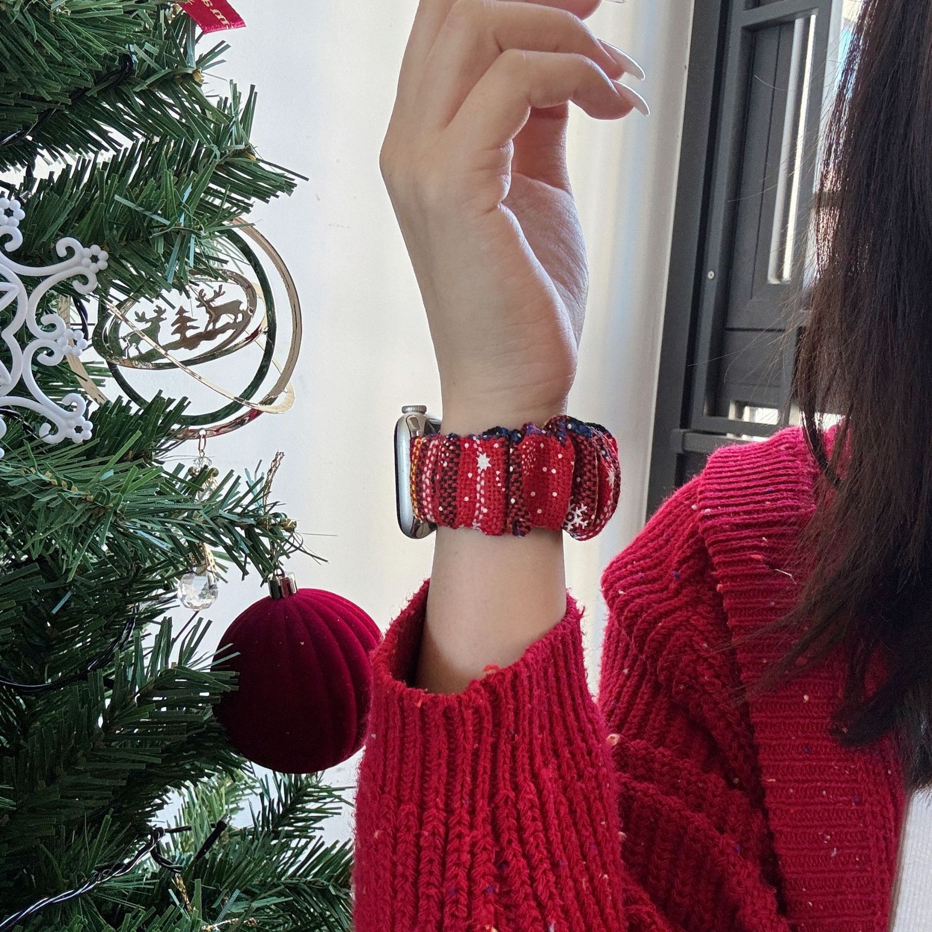 Christmas Chessboard Plush Large Intestine Pattern Suitable Strap Apple Strap 38mm 40mm 41mm 42mm 44mm 45mm 46mm iWatc Series Luxury Designer