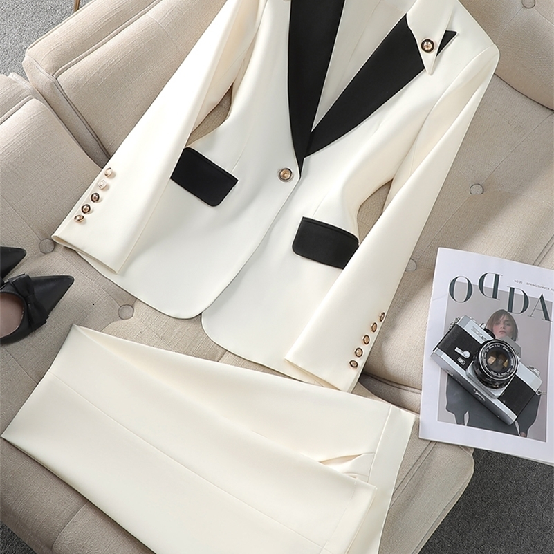Fashion Red Black Beige Women Pant Suit 2 Piece Set Office Ladies Female Business Work Wear Formal Blazer Jacket And Trouser 250827