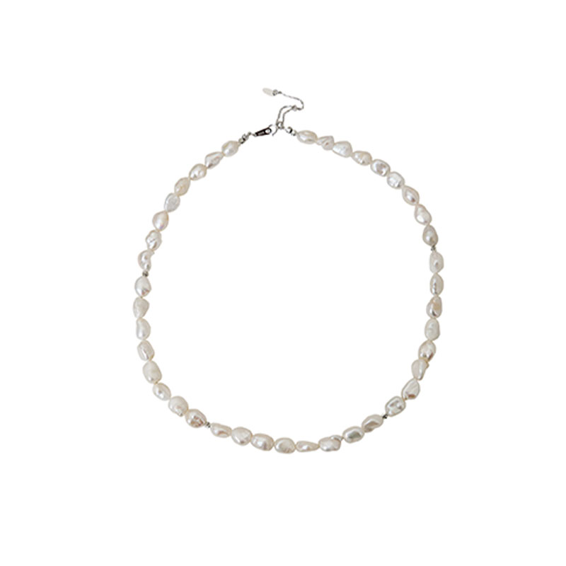 S925 Sterling Silver Natural Freshwater Baroque Pearls Necklace for Anniversaries