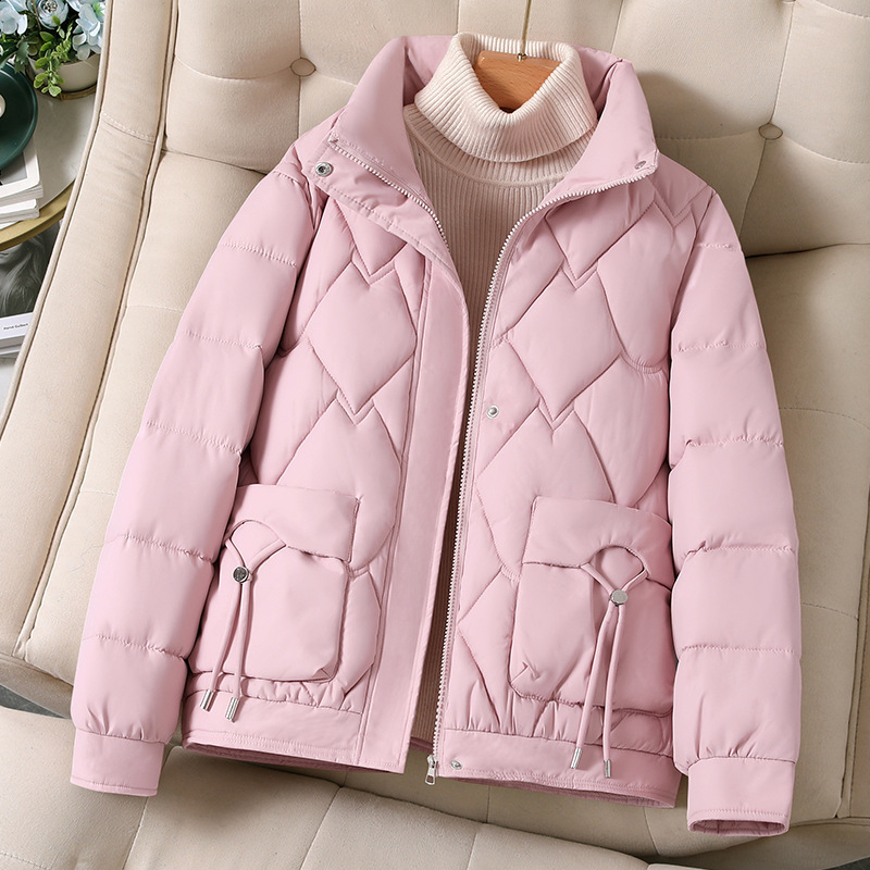 Autumn winter warm light thin white duck down jacket Parka womens large-sized down jacket womens standing collar loose down jacket 240913