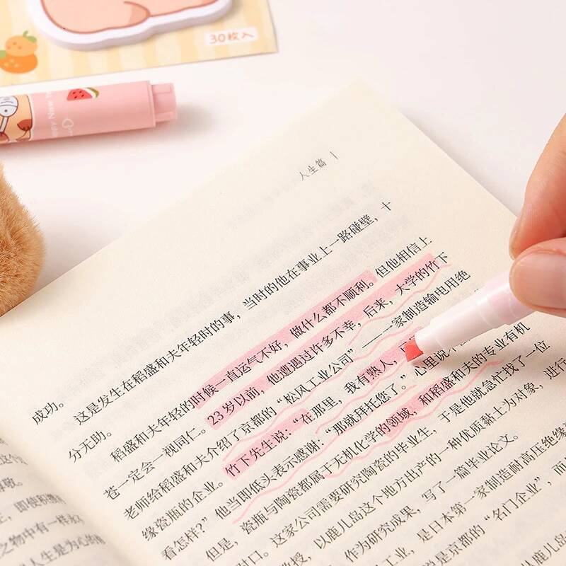 6Pcs/Set Cute Cartoon Capybara Highlighter Writing Smooth Quick-Drying Pen