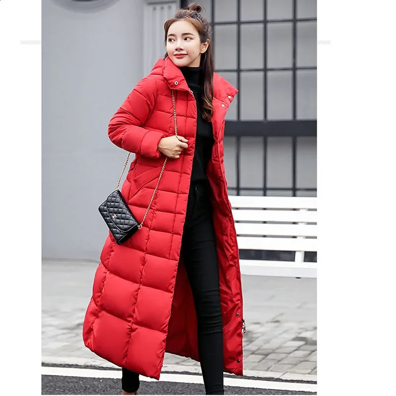 Long Down Cotton Parkas Coat Female Winter Over Knee Loose Large Fur Collar Hooded Warm Thick Parka Padded Overcoat 250827