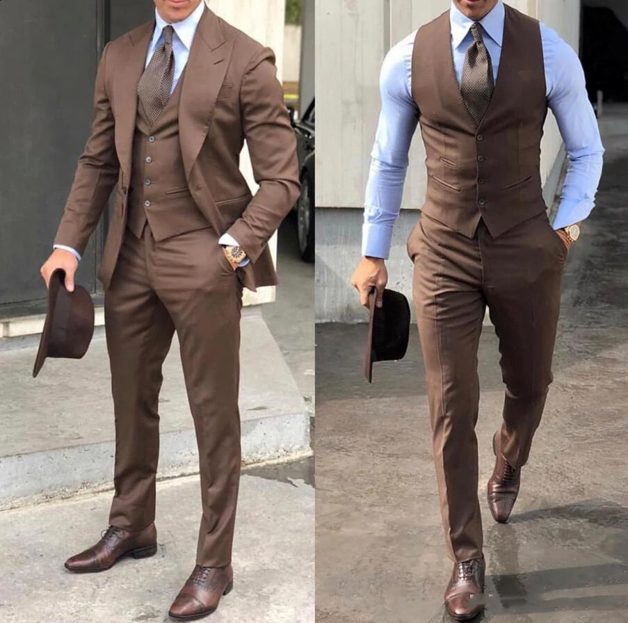 Classy Wedding Tuxedos Suits Slim Fit Bridegroom For Men 3 Pieces Groomsmen Suit Male Formal Business JacketVestPants 250828