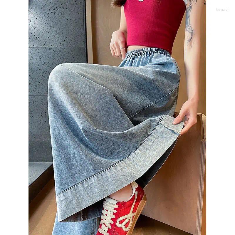 Womens Jeans Commuting Wide Leg 2025 Casual Elastic High Waisted Versatile Loose Clothing Z260313