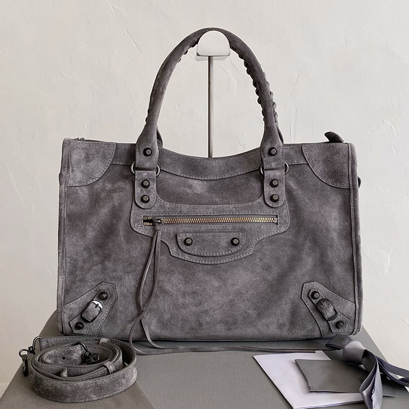 VIP Designer Tote bag City cagole Motorcycle Suede Graffiti Handbag Bags Retro Vintage Crossbody Shoulder Genuine goatskin soft leather Women's men business bags