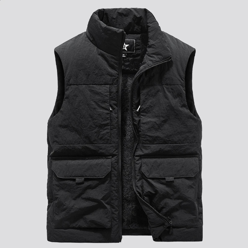 Mens MultiPocket Clothing Winter Vest Jackets Sleeveless Coat Fashion Large Size 6XL Male Warm Waistcoat Fleece Men 251023
