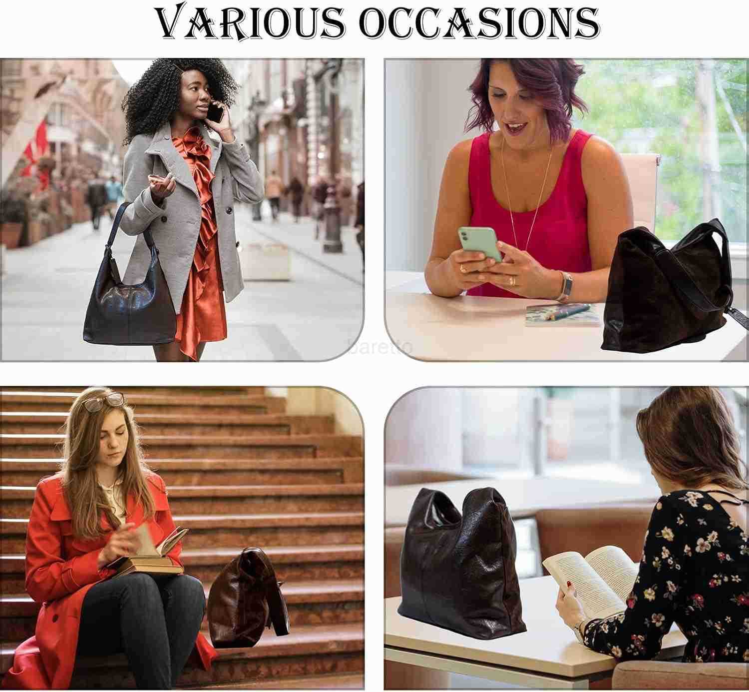 ather and Suede Tote Bag Shoulder Bag for Women Large Capacity Hobo Bag with Interior Pockets M250828