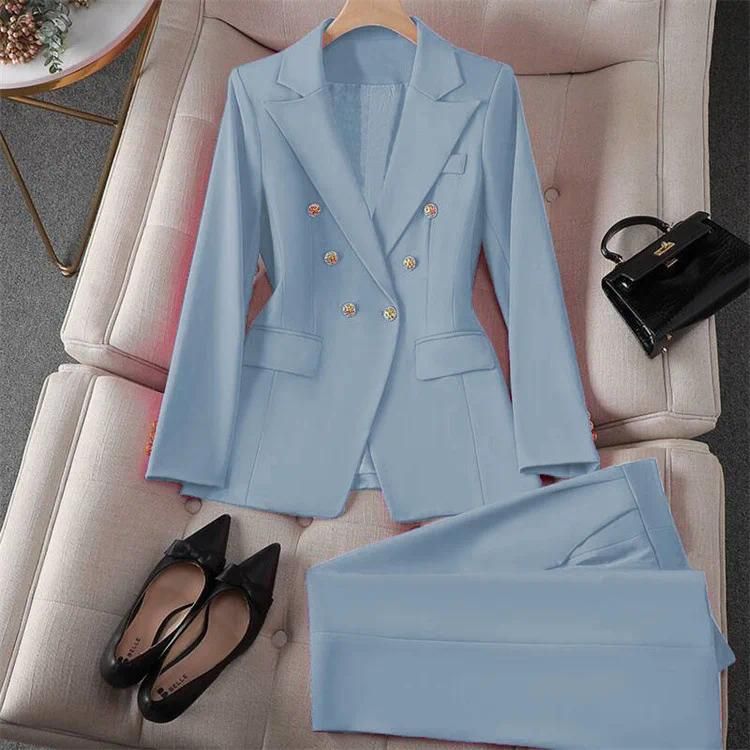 Spring Autumn Ladies Long Sleeves Suit 2PCS High-end Women Leisure Two Piece Set Female Fashion Solid Color Large Size 4XLOutfit