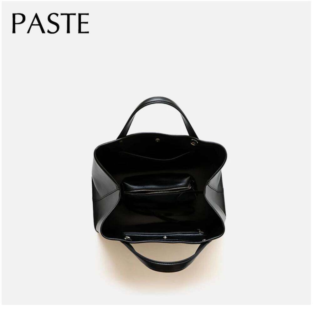 New Euro French Style Large Capacity Leisure Cowhide Basket Tote Commuter Design Handbag Minimalist Premium Women Shopping Bag