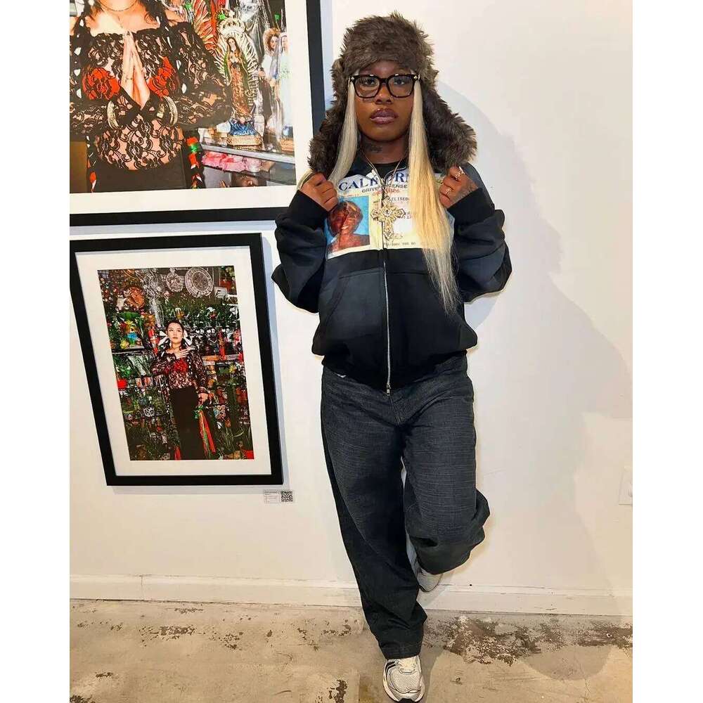 New Gothic Haruku Sportswear Trend Printed Hoodie Y2k Top New Street Clothing Men And Women Zippered Hooded