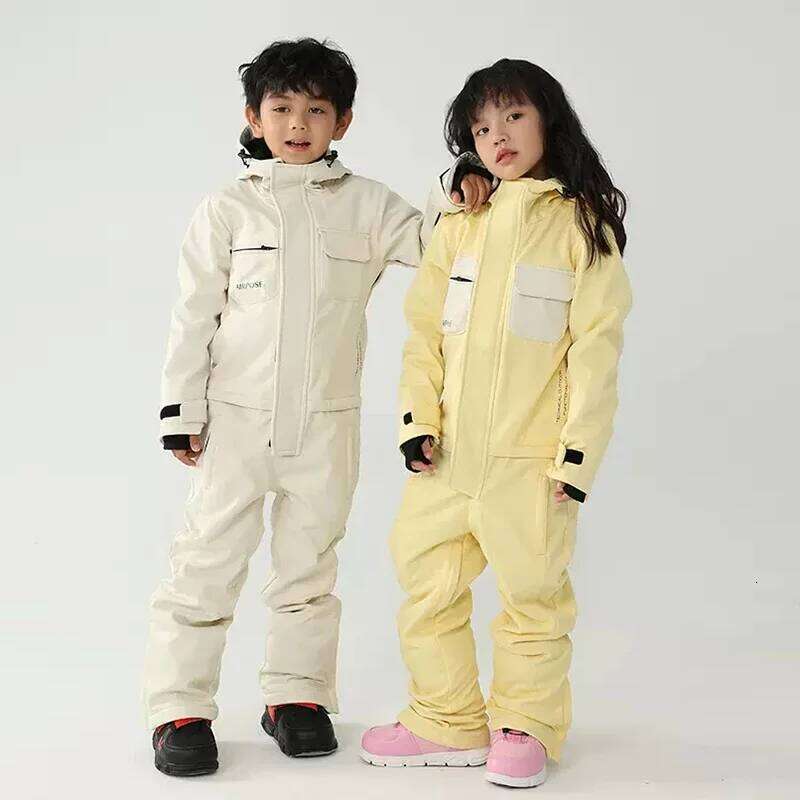 Warm Girl Boy Ski Overalls Winter Children One Piece Snow Suit Snowboard Kids Jumpsuit Mountain Sport Teeange Skiing Set Clothes
