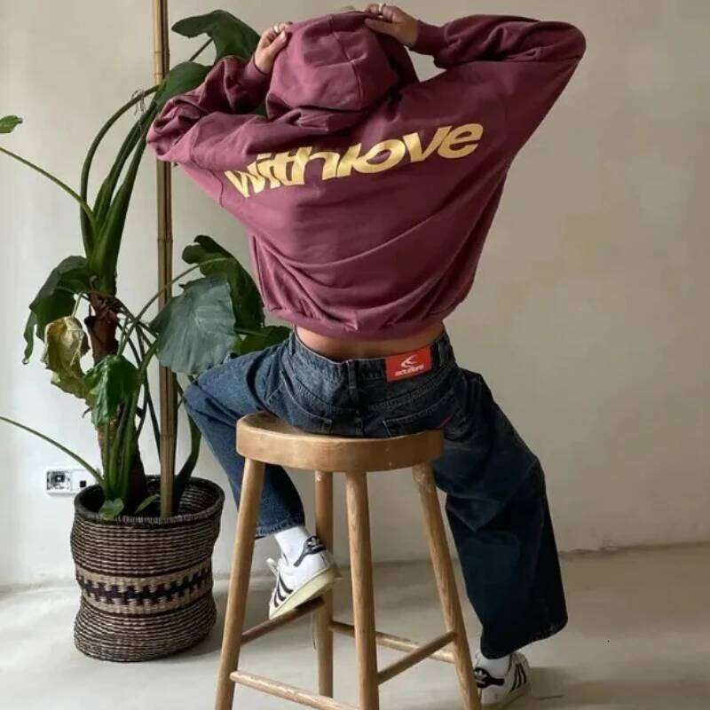 European And American Women Pullover Hoodie Jacket Y2k Fashion Retro Letter Printing Hip Hop Sweatshirt Couple Style