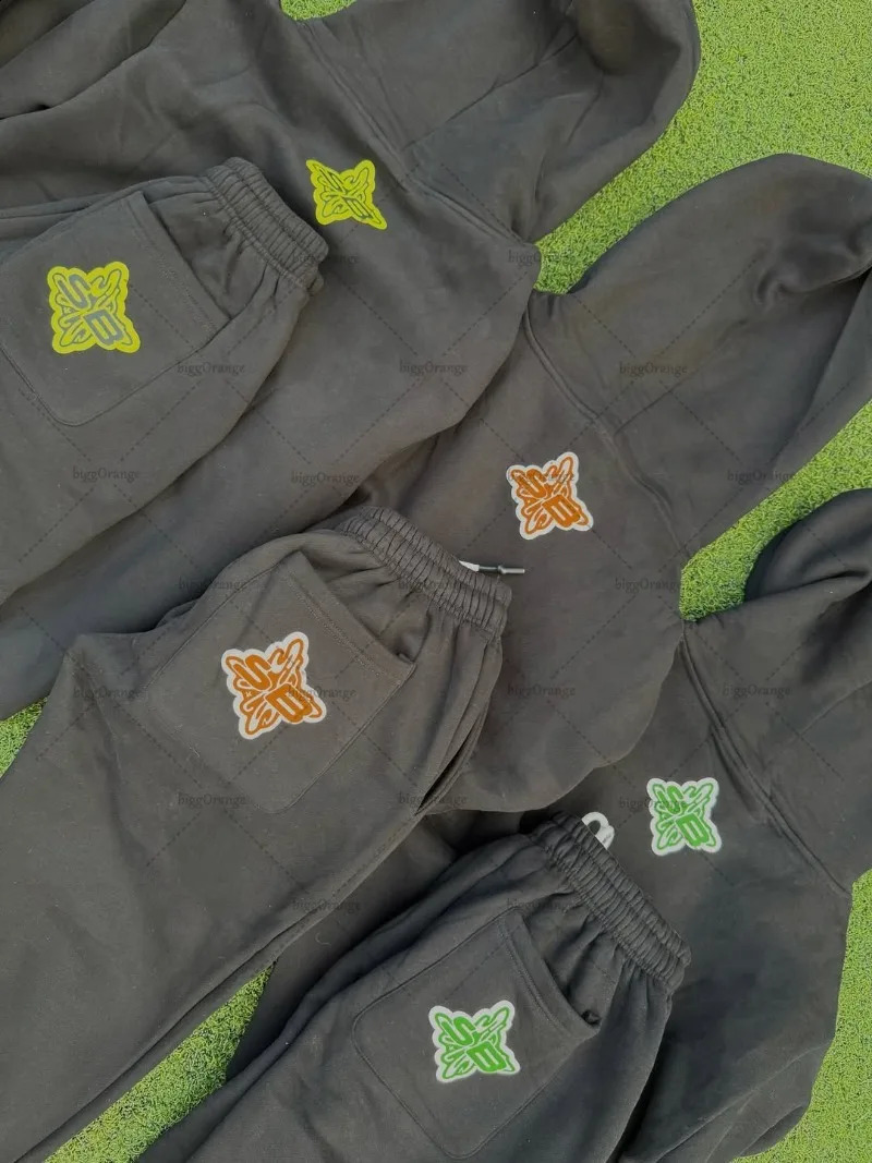 High Street Trendy Casual Clothing Hip Hop Fashion Colorful Letter Men Set American Harajuku Retro Oversized Hoodie Women 250911