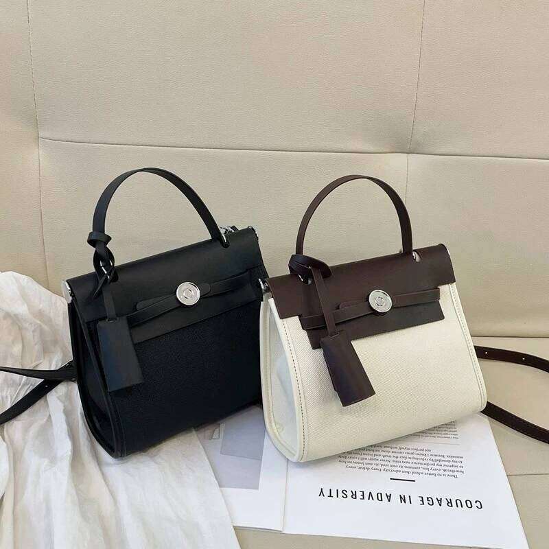 Square Satchel Bag For Women Textured Leather Crossbody High-End Vintage Minimalist Designer Paris Fashion