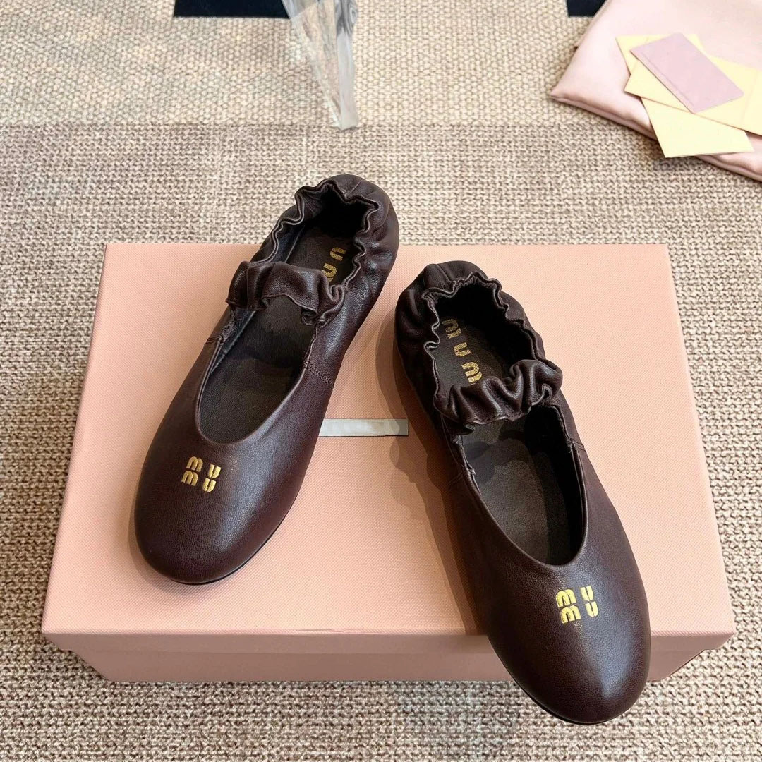 Paris designer suede shoes Ballet Flats Ballet Shoes Women brands Quilted Slip on Ballerina Round Toe Ladies Dress leather sofa Shoes