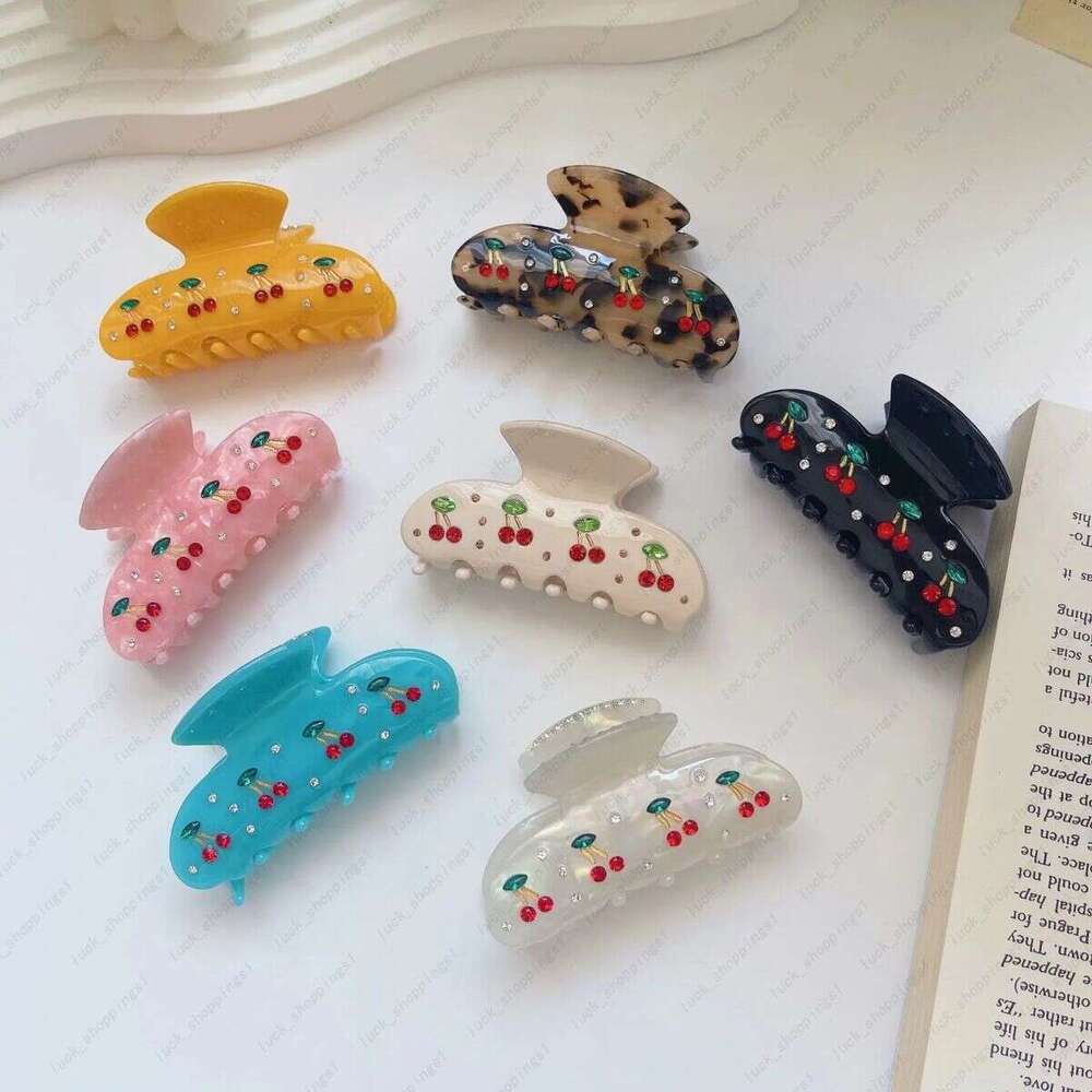 French EMI Jay Catching Unique Personality, Dia Inlaid Acetate Clip, Cute Cherry Pie, Shark Clip Headwear, Hair Accessories