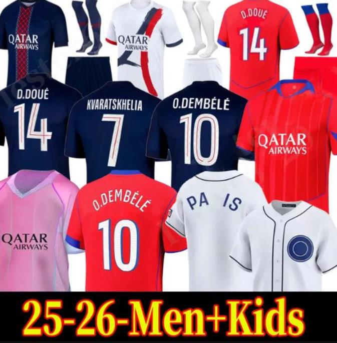 2025 2026 maillot de foot Kvaratskhelia soccer jerseys 4th JOAO NEVES HAKIMI football shirt 24 25 26 hommes BARCOLA Zaire-Emery O.Dembele PARIS Fourth PSGES Kits