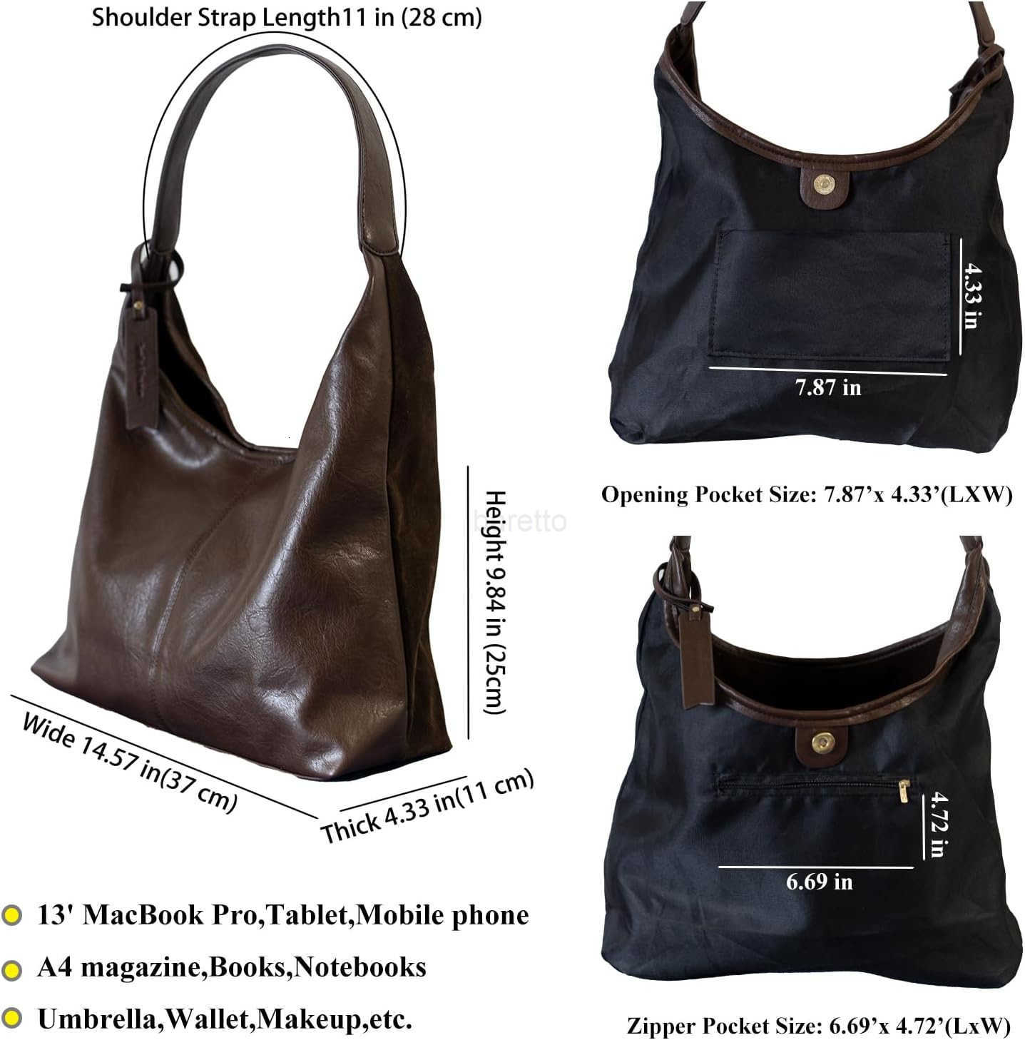 ather and Suede Tote Bag Shoulder Bag for Women Large Capacity Hobo Bag with Interior Pockets M250828