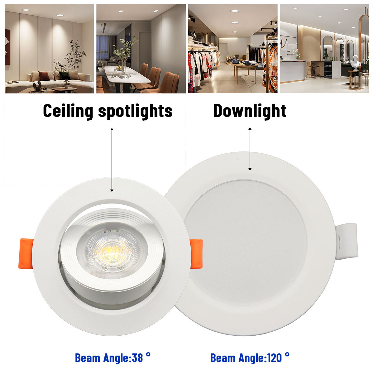 led spotlights, embedded ceiling bull's eye lights, 3W, 5W, 7W, 12W, 7.5 cm living room hole lights, three-color variable light downlights-SD