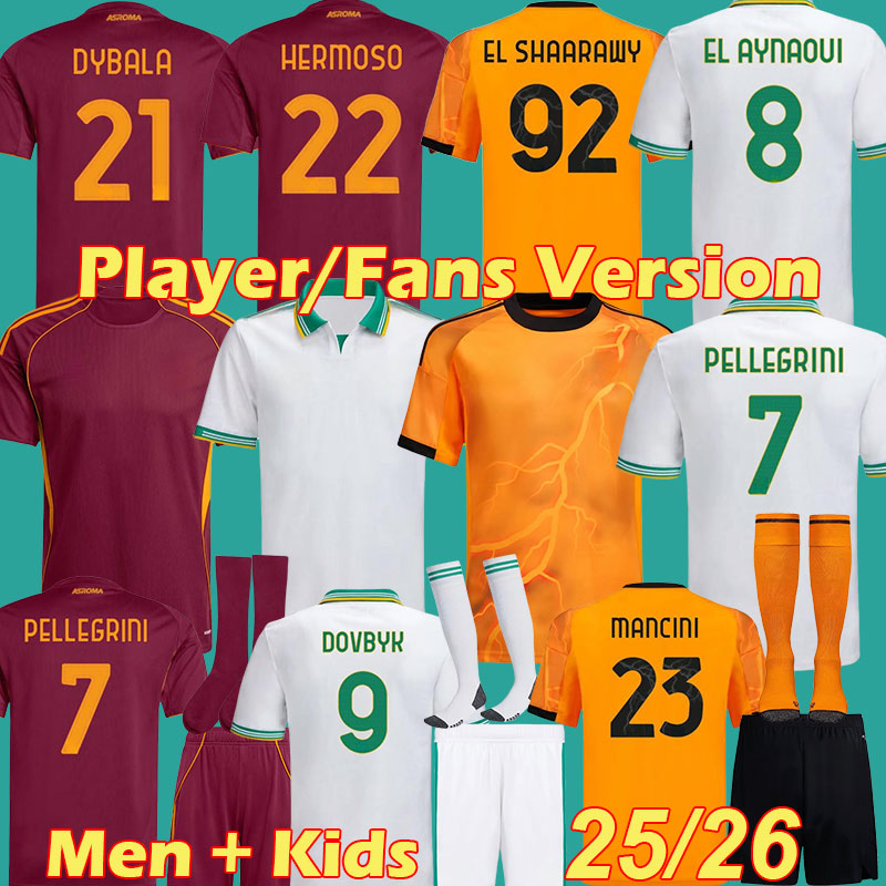 25 26 romaes DYBALA Soccer JerseyS CRISTANTE Football Shirt DOVBYK FERGUSON EL AYNAOUI SOULE Maglie da calcio 2025 2026 SHAARAWY HERMOSO Men Kids Uniforms 3XL 4XL