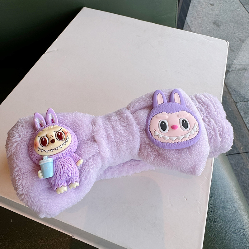 Labubu Hair Hoop Hats Hair Ties Cute Cartoon Style Rabbit Monster Design Special Hair Hoop for Makeup Face Mask Application New Style Hair Accessories