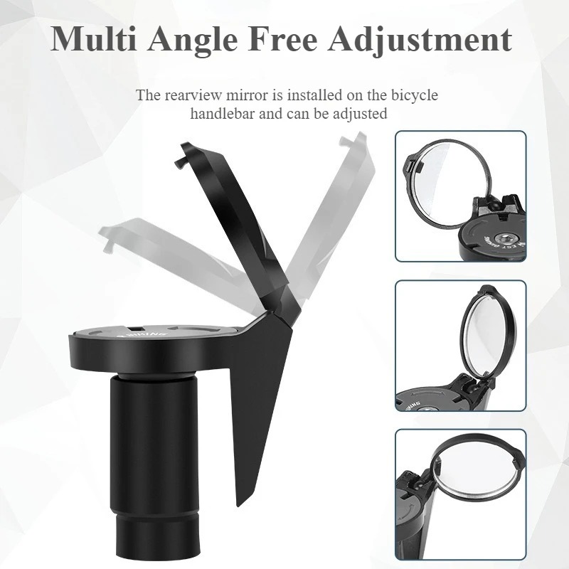 2 PCS Bike Mirror, Bikes Bar End Bicycle Riding Rearview Mirrors for Handlebars, Adjustable 360 Degree Rotatable Convex Mirror