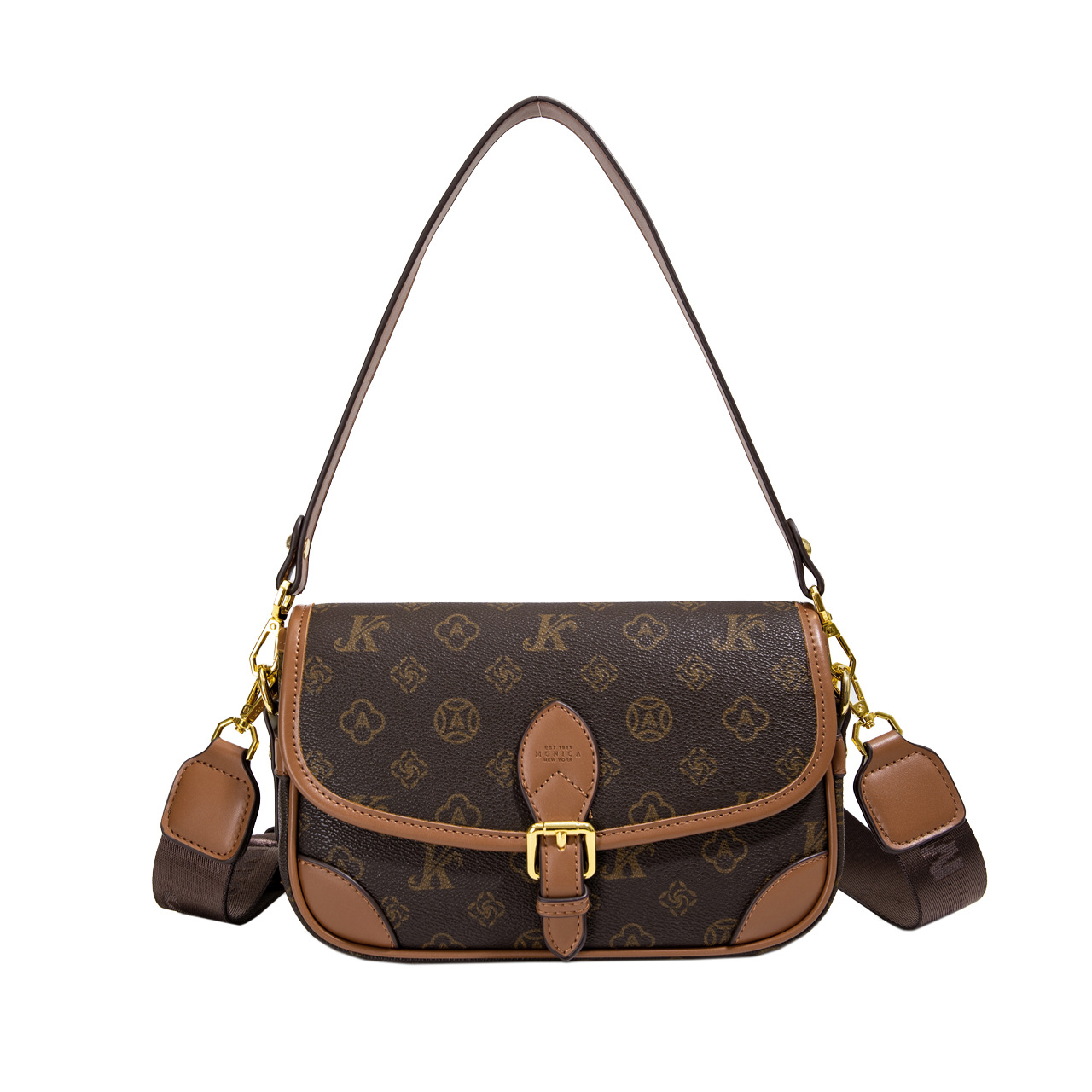 The classic color-blocking printed flip-top small square bag for women in 2025 retro casual and versatile style