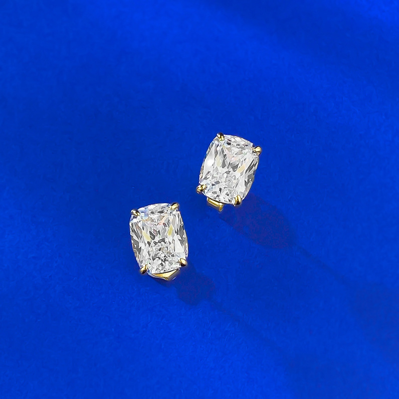 3CT Lab Moissanite Diamond Luxury Jewelry Genuine 100% 925 Sterling Silver Cushion Shape Soiltaire Gemstones Elegant Party Women Wedding Stud Earring 