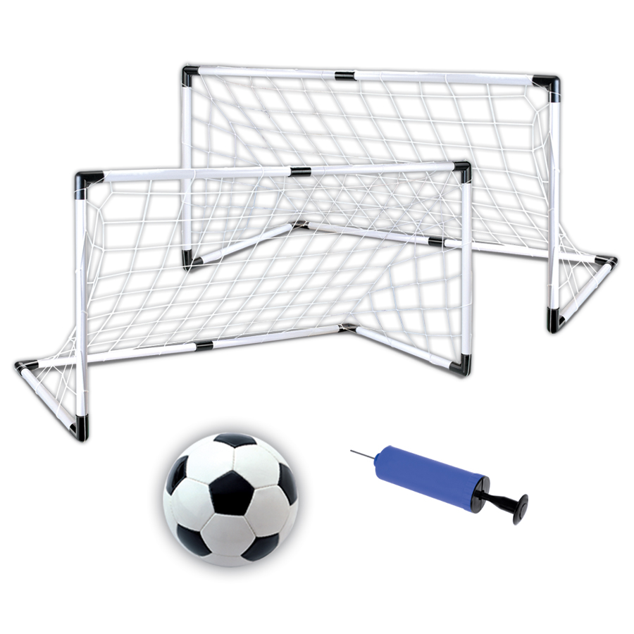 Dual Football Goal Set for Kids, 2-in-1 Combo with PP Frame, Portable Soccer Nets for Backyard Garden Beach Park Outdoor Games Sports Gift