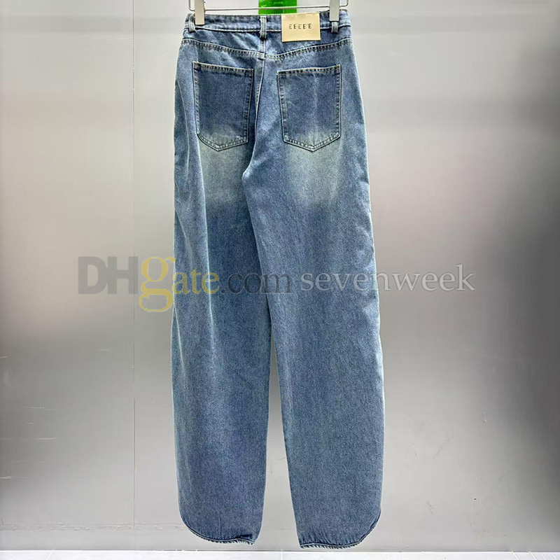Vintage Jean Suit Designer Lapel Neck Pocket Stylish Jacket Coat Women Casual Denim Pants Outfits C260312