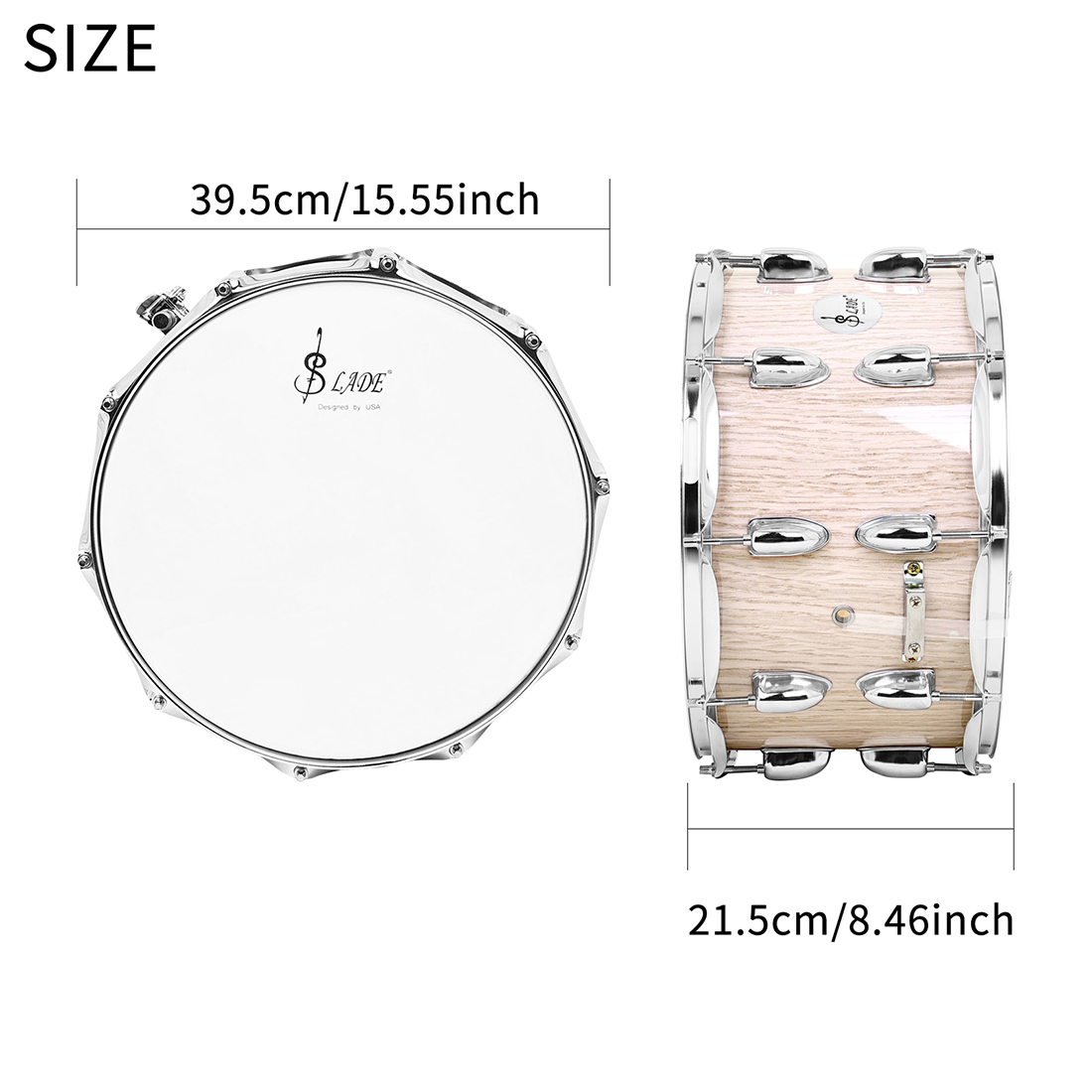 SLADE 14x8 Inch Snare Drum - 10-Lug Design with Professional Grade Hardware