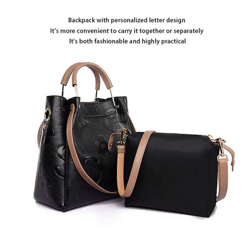 Women's Handbag, High-End Emed Tote Large-Capacity Bucket Water- Mother-In-Law Bag, Fashionable Shoulder Crossbody Bag