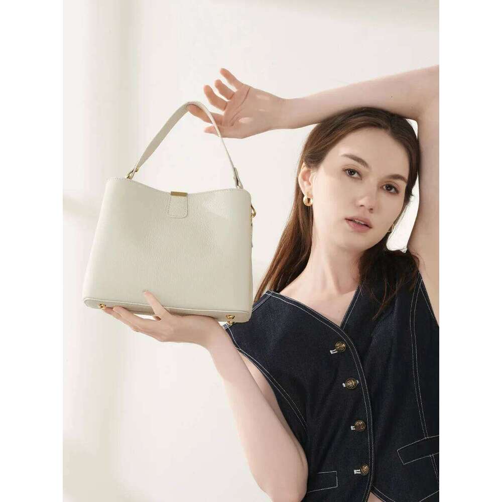 YANATARI Genuine Woman Shoulder Handbags Crossbody Designer Minimalism Bag Cattle Leather Grey