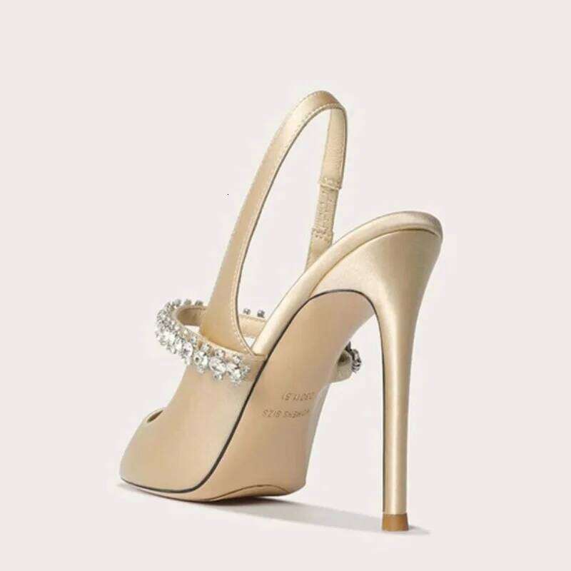 Zapatos Mujer Sandals Women Satin High Wedding Prom Shoes Summer Fashion Silk Dia Pointed Back Strap Heels