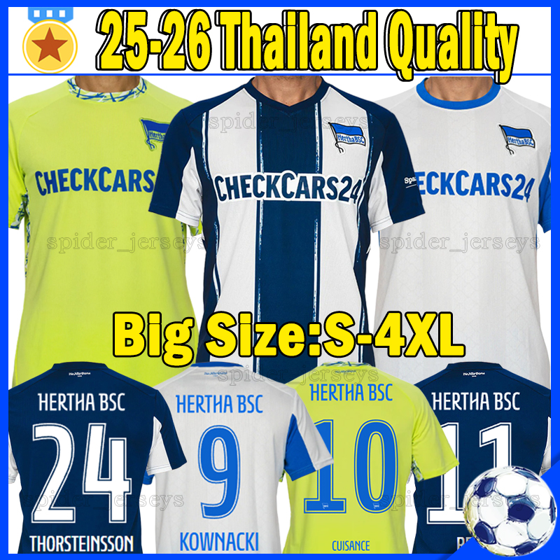 XXXL 4XL 25 26 Hertha BSC Soccer Jerseys REESE KOWNACKI THORSTEINSSON 2025 2026 GRONNING SCHULER CUISANCE DEMME SEGUIN Hertha Berliner Football Shirts Men Uniforms
