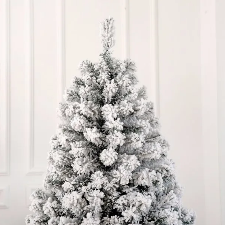 7 FT Pre-lit Snow Flocked Christmas Tree Artificial Hinged Xmas Pine Tree with 1000 Branch Tips 400 Lights and Remote Control for Holiday Party Office