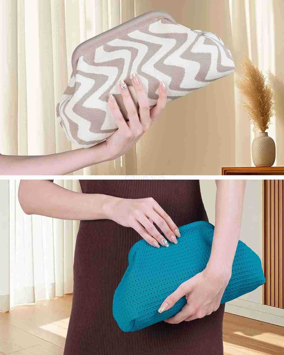 Clutch Purses for WomanSummer Beach Purse for Vacation Woven Striped Dumpling BagCrochet Evening Handbag Z25909