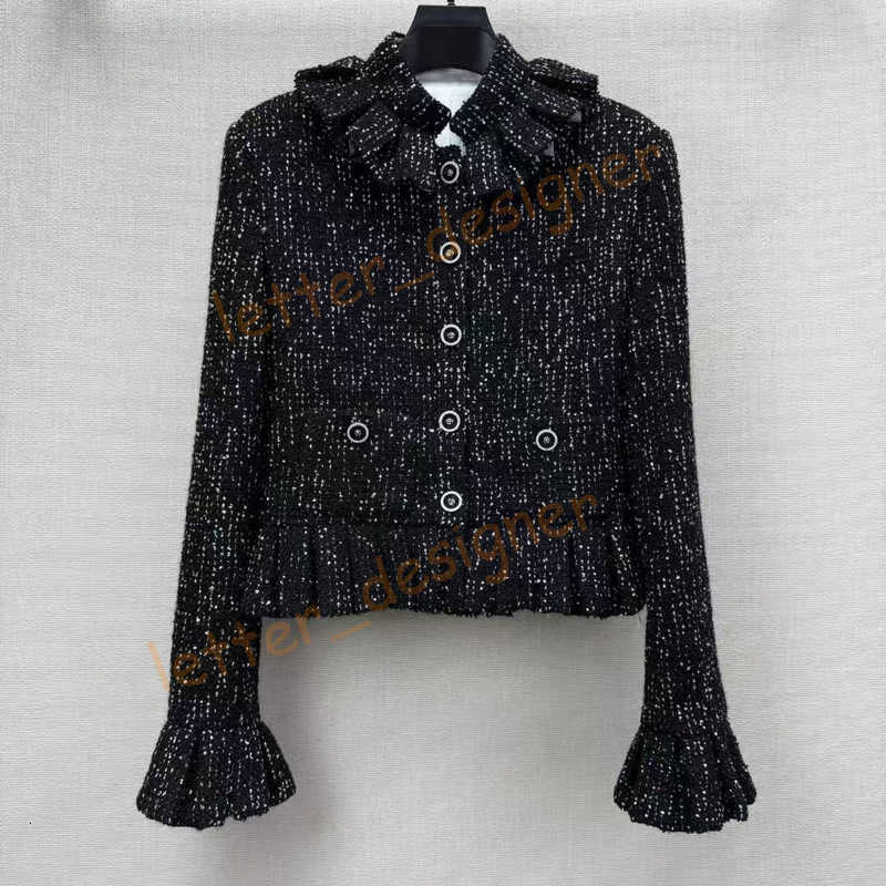 Designer Women's Jackets 2025 Autumn New Socialite Style Tweed Short Round Neck Single-Breasted Coat Fashionable Versatile Women's Top cardigan