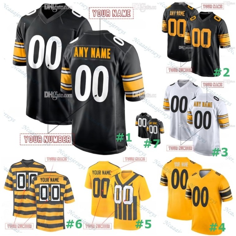 Custom 1933 New Gold Football Jerseys Aaron Rodgers Will Howard DK Metcalf Watt Embroidered Letter Number Design