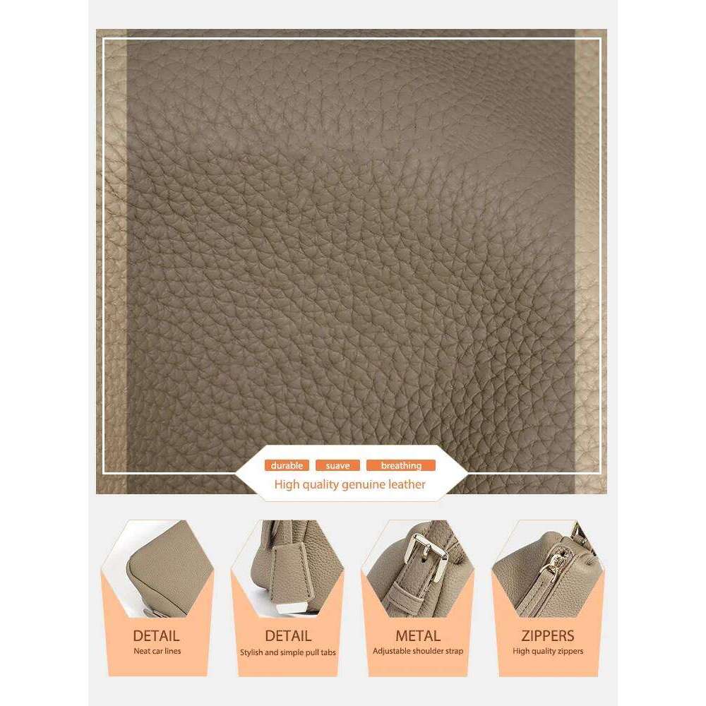 Zency Genuine Leather Satchel Bags For Women Simple Fashion Ladies Underarm Handbag Large Capacity Shoulder Purse Elegant Coffee