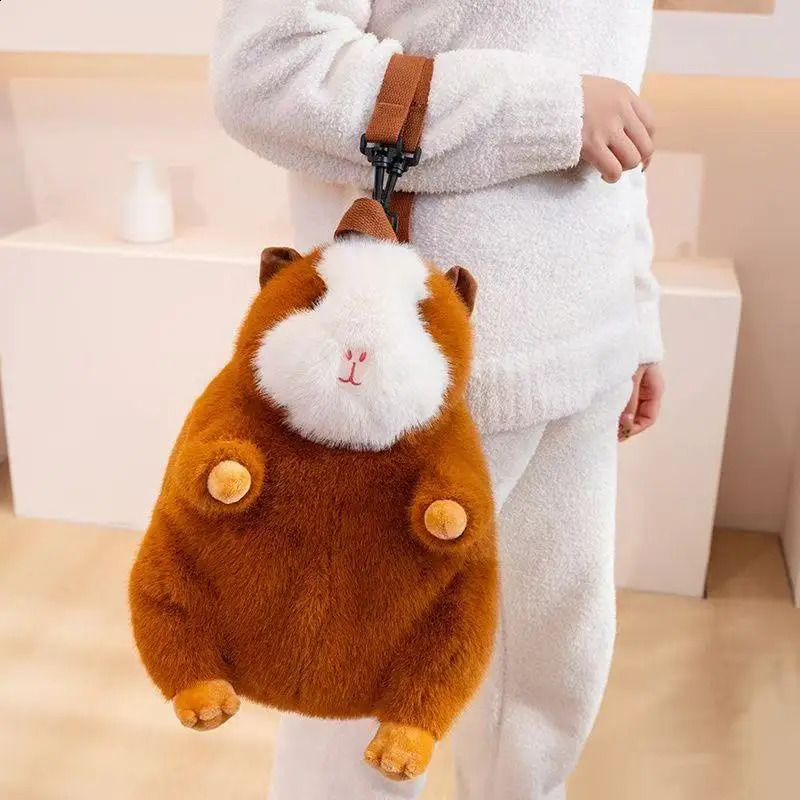 Cute Cartoon Guinea Pig Plush Backpacks Soft Stufted Dolls Kawaii Piggy Plushies Bag Childrens Backpack Womens Handbag 250828