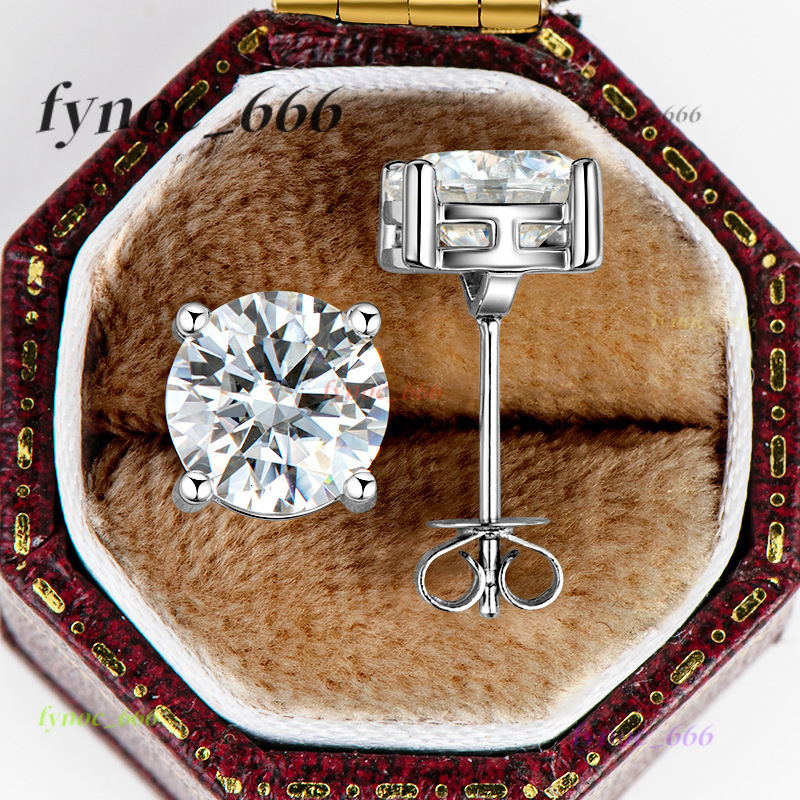 Factory Ready to Ship Simple Jewelry 925 Sterling Silver 3carat D Color Vvs Moissanite Stud Earrings for Unisex Women Man